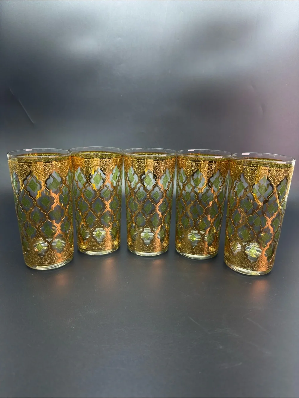 Vintage MCM Culver 22k Valencia Highball Glasses